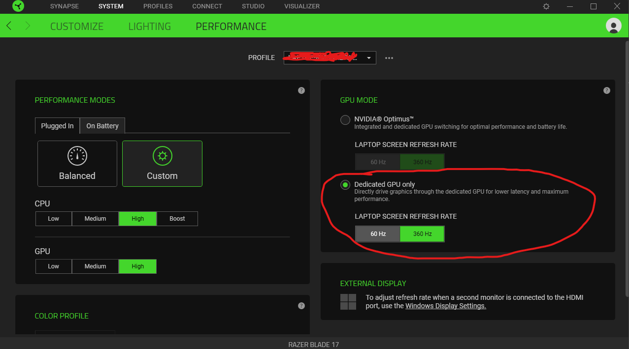 Razer Synapse settings